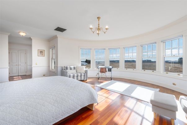Bedroom, Chandelier, Interior, Wood Texture Flooring