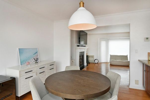Dining room, Fireplace, Interior, Wood Texture Flooring