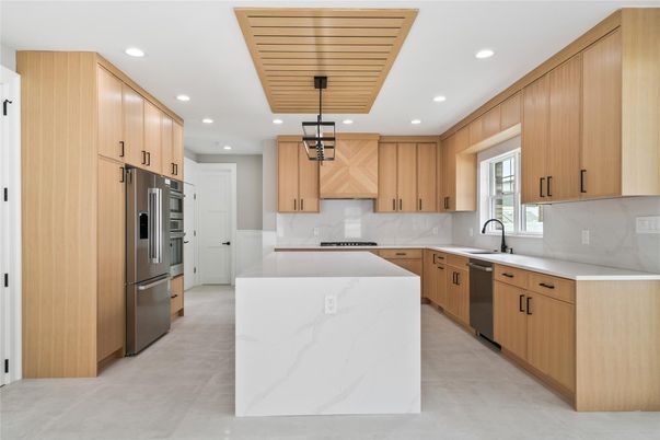 Interior, Kitchen, Pendant Lights, Recessed Lighting, Stainless Steel Appliances