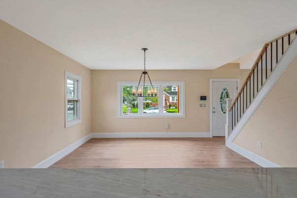 Empty room, Interior, Pendant Lights, Wood Texture Flooring