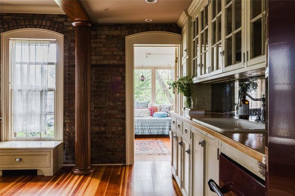 Interior, Recessed Lighting, Stone Walls, Wood Texture Flooring