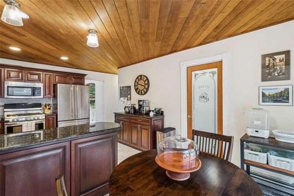Interior, Kitchen, Recessed Lighting, Stainless Steel Appliances, Wooden Ceilings