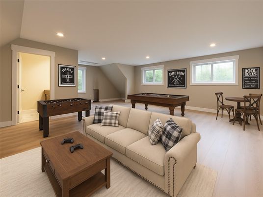 Billiard Table, Game Room, Interior, Living room, Recessed Lighting, Wood Texture Flooring