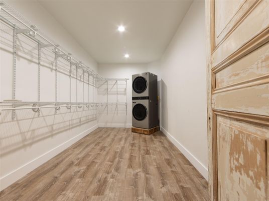Interior, Recessed Lighting, Utility Closets, Washer, Wood Texture Flooring