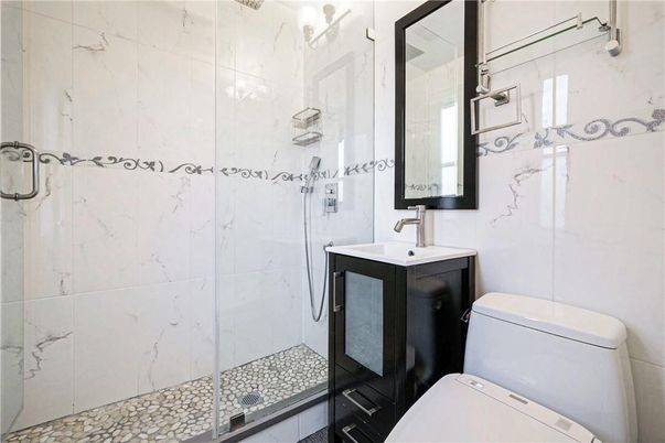 Bathroom, Glass Shower, Interior, Marble Walls