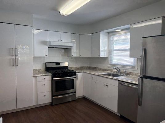 Interior, Kitchen, Stainless Steel Appliances, Wood Texture Flooring