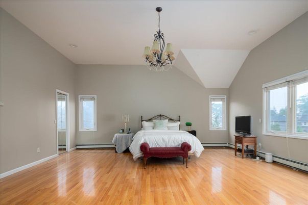 Bedroom, Chandelier, Interior, Wood Texture Flooring