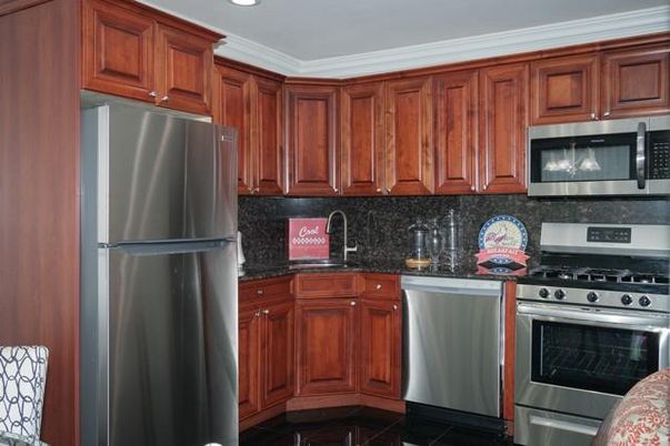 Interior, Kitchen, Marble, Recessed Lighting, Stainless Steel Appliances