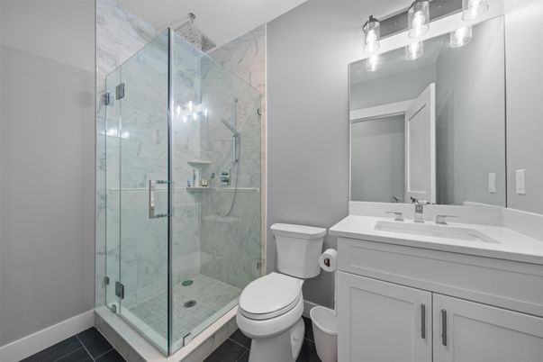 Bathroom, Glass Shower, Interior, Marble Walls