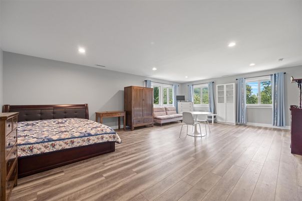 Bedroom, Home Office, Interior, Recessed Lighting, Wood Texture Flooring