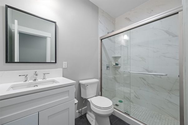 Bathroom, Glass Shower, Interior, Marble Walls