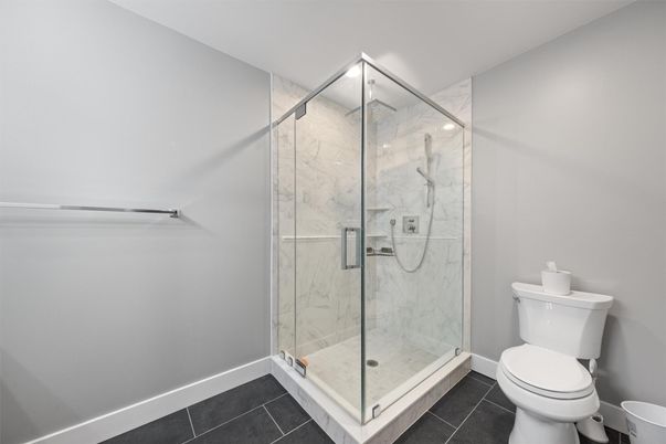 Bathroom, Glass Shower, Interior, Marble Walls