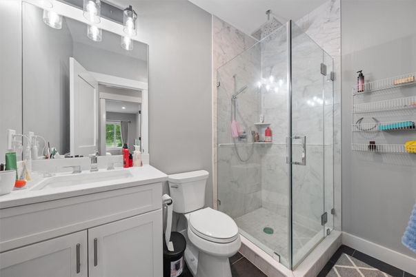 Bathroom, Glass Shower, Interior, Marble Walls