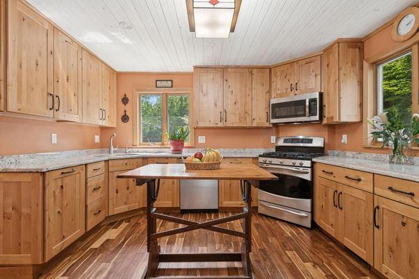Interior, Kitchen, Stainless Steel Appliances, Wood Texture Flooring