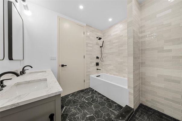Bathroom, Dual Sink Vanities, Glass Shower, Interior, Recessed Lighting