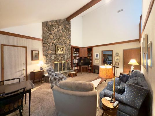 Fireplace, Interior, Living room, Stone Walls, Wooden Beams