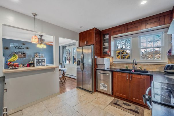 Interior, Kitchen, Recessed Lighting, Wood Texture Flooring