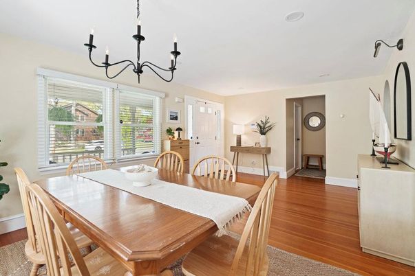 Chandelier, Dining room, Interior, Wood Texture Flooring