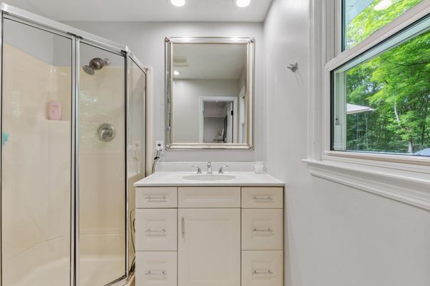 Bathroom, Glass Shower, Interior, Recessed Lighting
