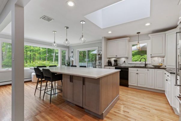 Interior, Kitchen, Pendant Lights, Recessed Lighting, Wood Texture Flooring