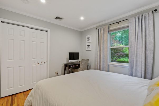 Bedroom, Home Office, Interior, Recessed Lighting, Wood Texture Flooring