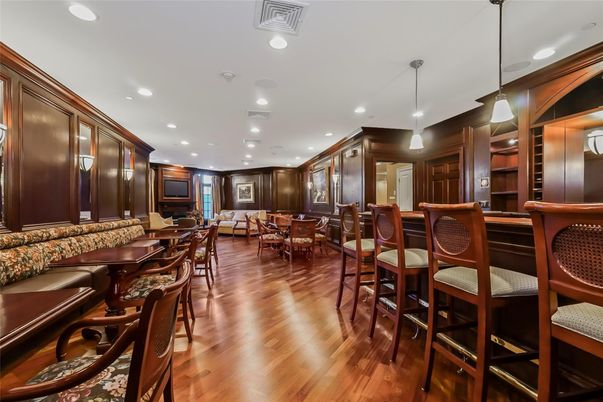 Dining room, Interior, Pendant Lights, Recessed Lighting, Wood Texture Flooring
