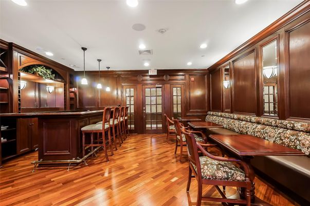 Dining room, Interior, Pendant Lights, Recessed Lighting, Wood Texture Flooring