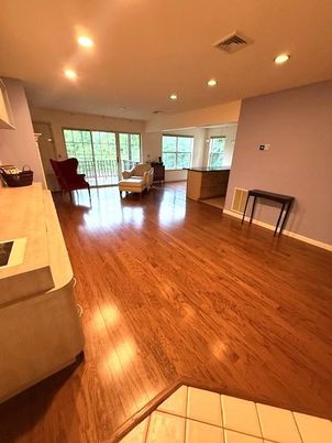 Interior, Living room, Recessed Lighting, Wood Texture Flooring