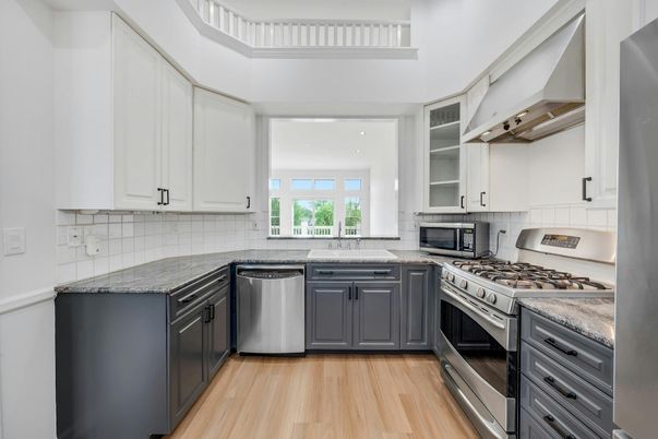 Interior, Kitchen, Stainless Steel Appliances, Wood Texture Flooring