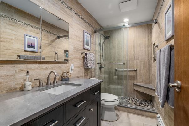 Bathroom, Glass Shower, Interior, Recessed Lighting