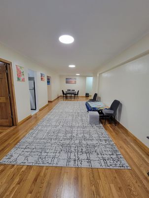 Dining room, Interior, Recessed Lighting, Wood Texture Flooring