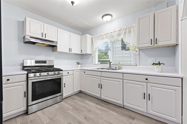 Interior, Kitchen, Stainless Steel Appliances, Wood Texture Flooring