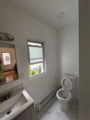 Bathroom, Interior, Recessed Lighting, Wood Texture Flooring