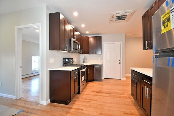 Interior, Kitchen, Recessed Lighting, Wood Texture Flooring