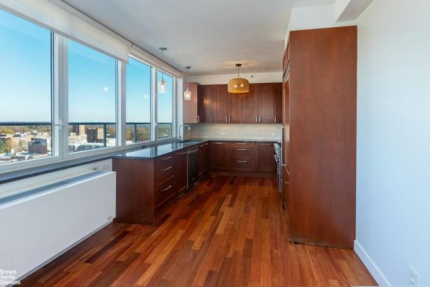 Interior, Kitchen, Pendant Lights, Water, Wood Texture Flooring