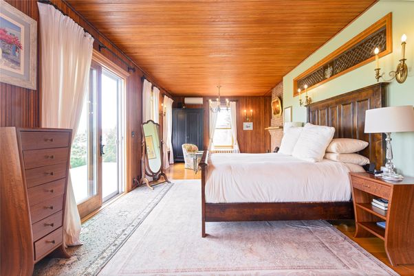 Bedroom, Chandelier, Interior, Wooden Ceilings, Wood Texture Flooring, Wooden Walls