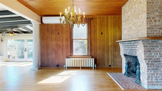 Chandelier, Fireplace, Interior, Stone Walls, Wooden Beams, Wooden Ceilings, Wood Texture Flooring, Wooden Walls