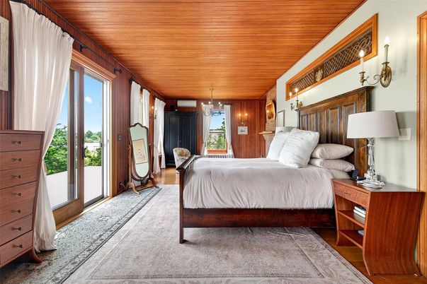 Bedroom, Chandelier, Interior, Wooden Ceilings, Wood Texture Flooring