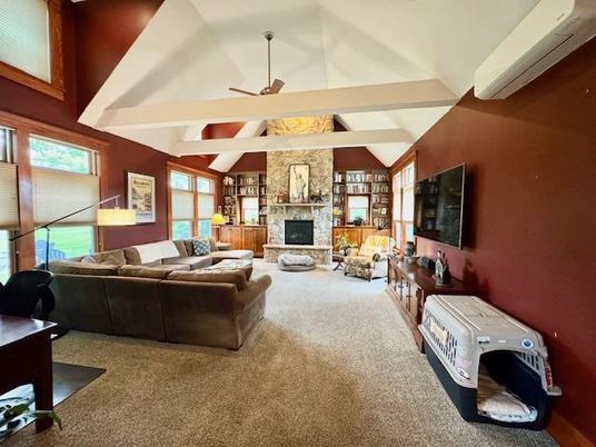 Fireplace, Interior, Living room, Stone Walls