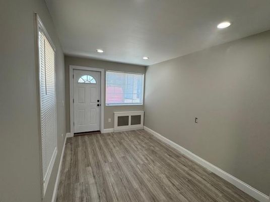 Empty room, Interior, Recessed Lighting, Wood Texture Flooring