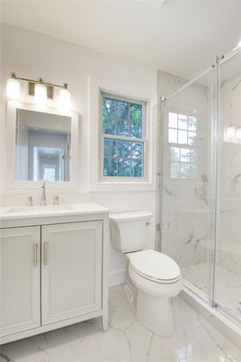 Bathroom, Glass Shower, Interior, Marble, Marble Walls