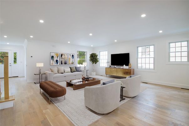 Interior, Living room, Recessed Lighting, Wood Texture Flooring