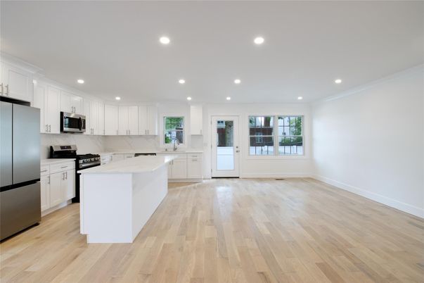 Interior, Kitchen, Recessed Lighting, Wood Texture Flooring