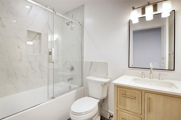 Bathroom, Glass Shower, Interior, Marble Walls
