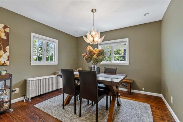 Chandelier, Dining room, Interior, Recessed Lighting, Wood Texture Flooring