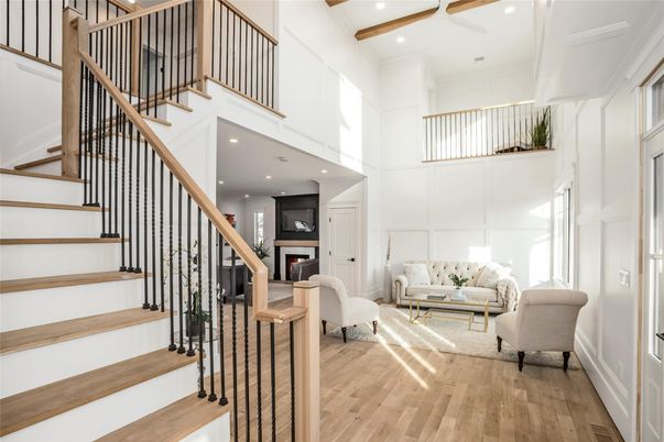 Interior, Living room, Recessed Lighting, Wooden Beams, Wood Texture Flooring