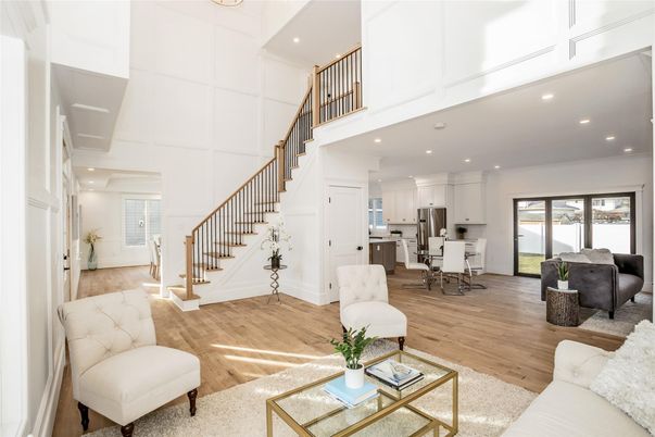 Dining room, Interior, Kitchen, Living room, Recessed Lighting, Stainless Steel Appliances, Wood Texture Flooring