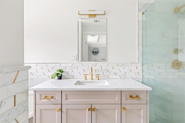 Bathroom, Glass Shower, Interior, Marble Walls