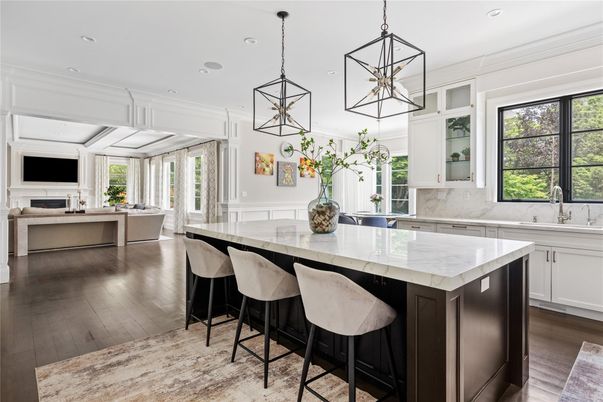 Interior, Kitchen, Living room, Pendant Lights, Recessed Lighting, Wood Texture Flooring