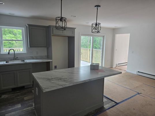 Interior, Kitchen, Pendant Lights, Recessed Lighting, Wood Texture Flooring